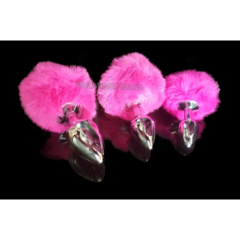 Bunny Rabbit Tail Silver Tear Drop Butt Plug